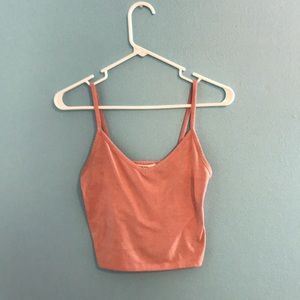 Pale Pink Cropped Tank Top , V Neck